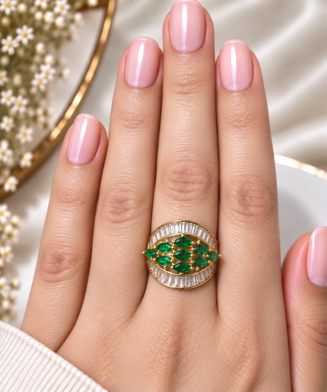 Emerald Vine Statement Ring