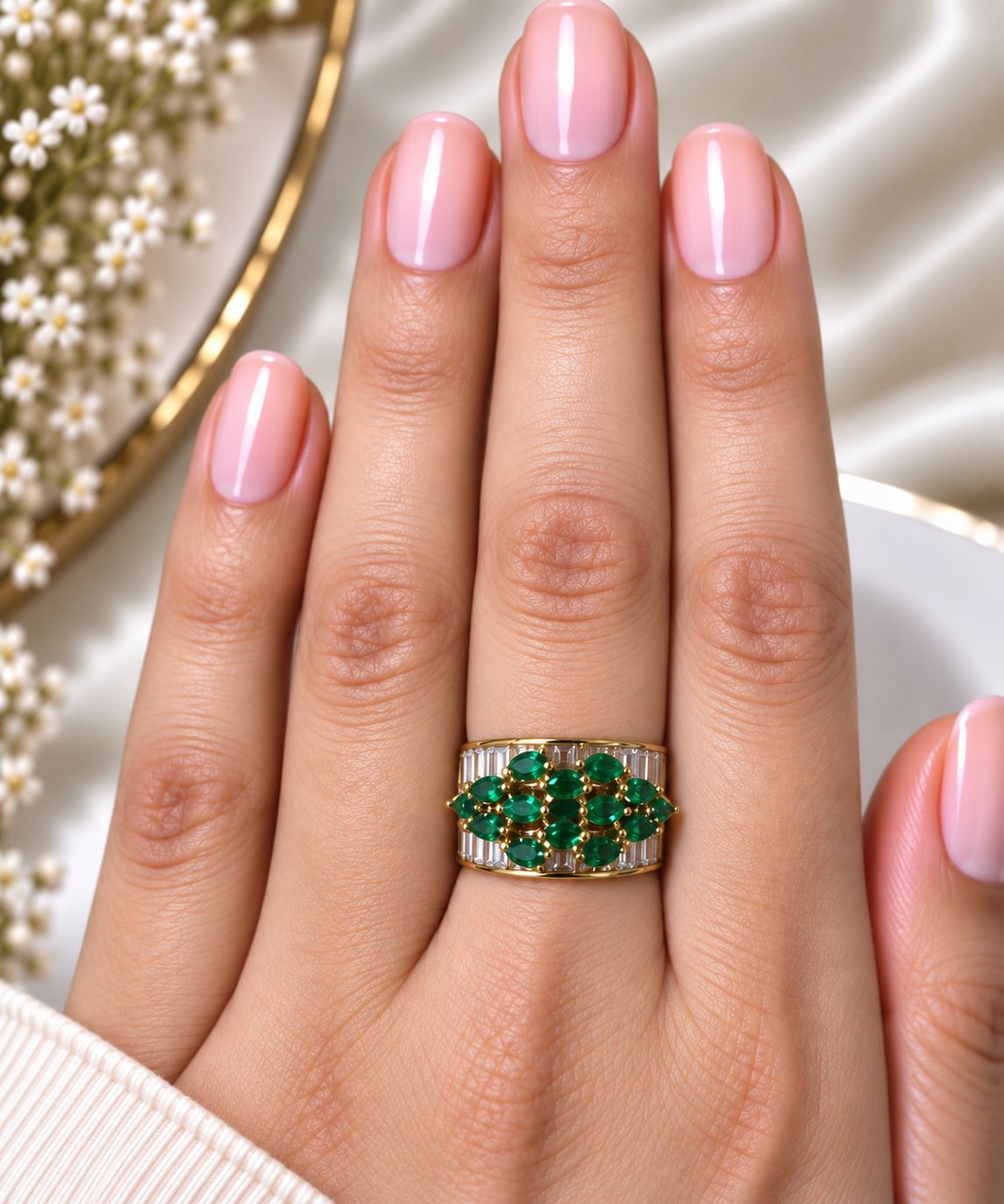Emerald Garden Baguette Band