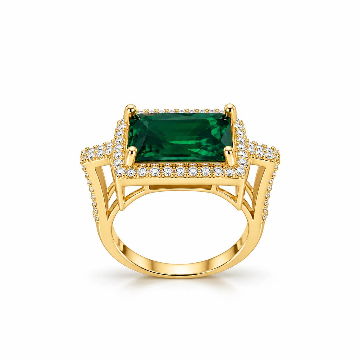 Emerald Royale Halo Ring