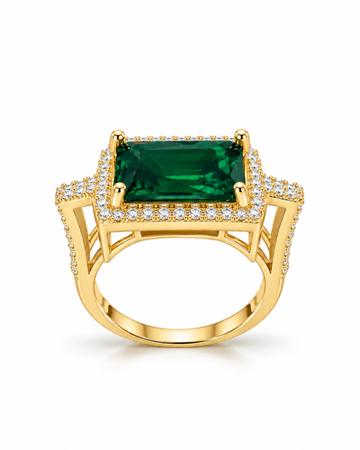 Emerald Royale Halo Ring