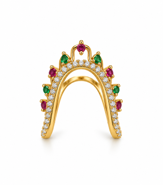 Royal Floral Gemstone Ring