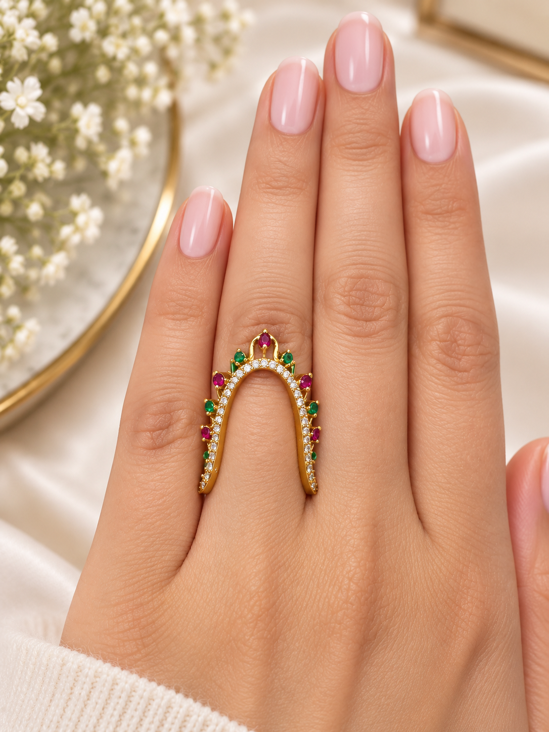 Royal Floral Gemstone Ring