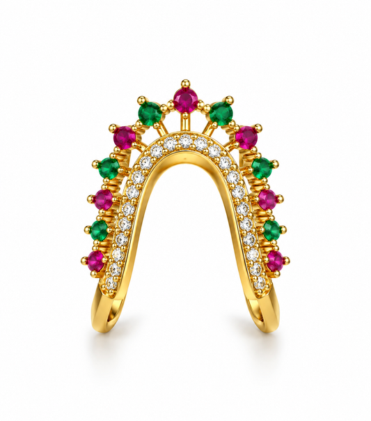 Emerald Ruby Archway Statement Ring