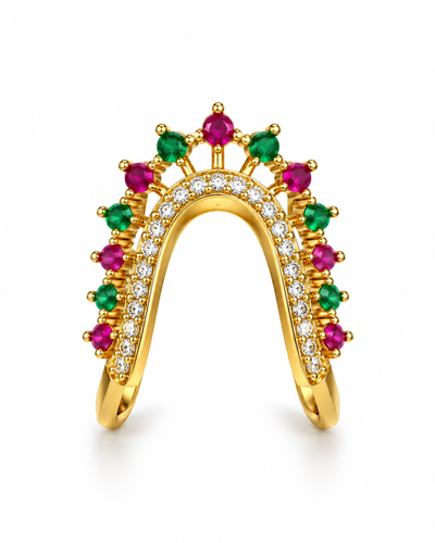 Emerald Ruby Archway Statement Ring