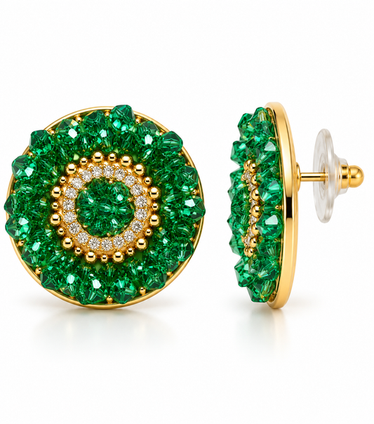 Emerald Aura Medallion Earrings