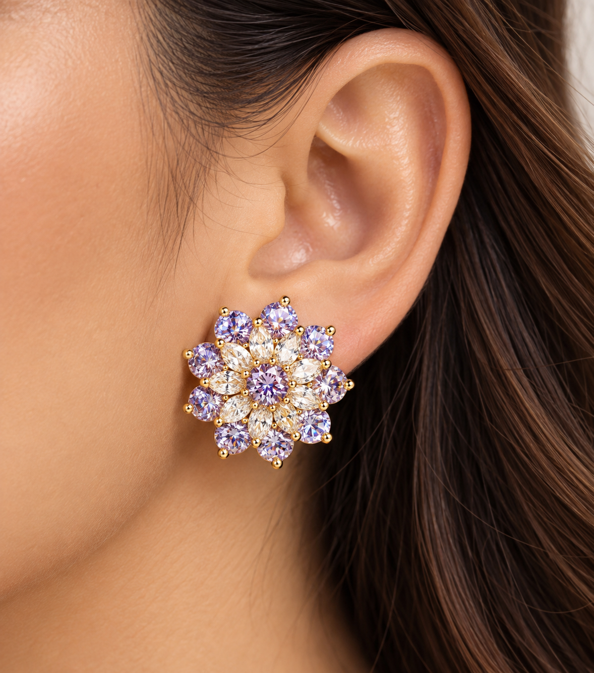 Lavender Bloom Crystal Earrings