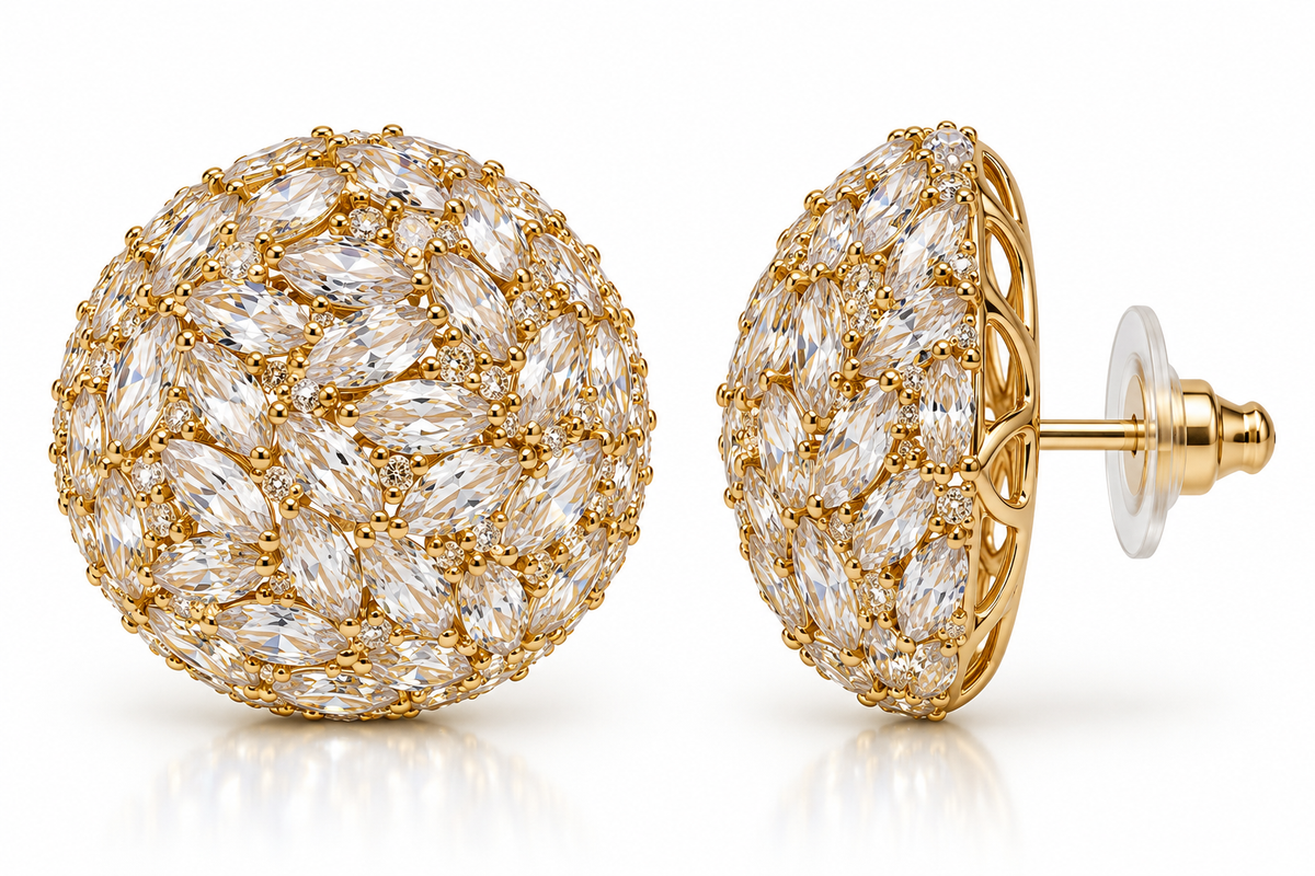 Crystal Snowball Stud Earrings