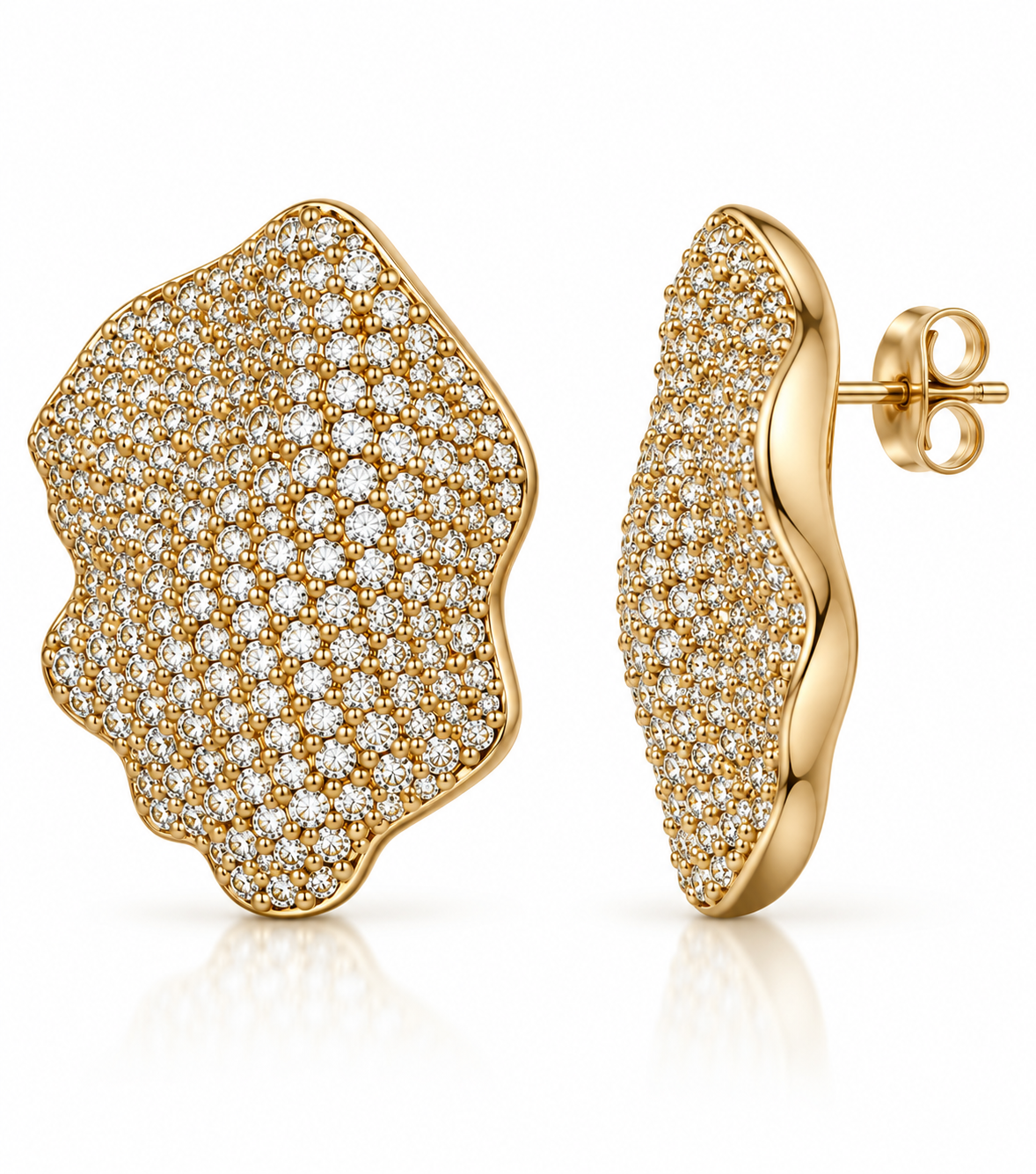 Golden Petal Pavé Earrings