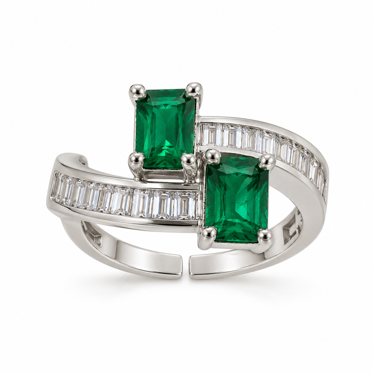 Emerald Interlock Statement Ring