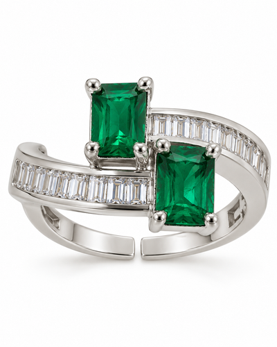 Emerald Interlock Statement Ring