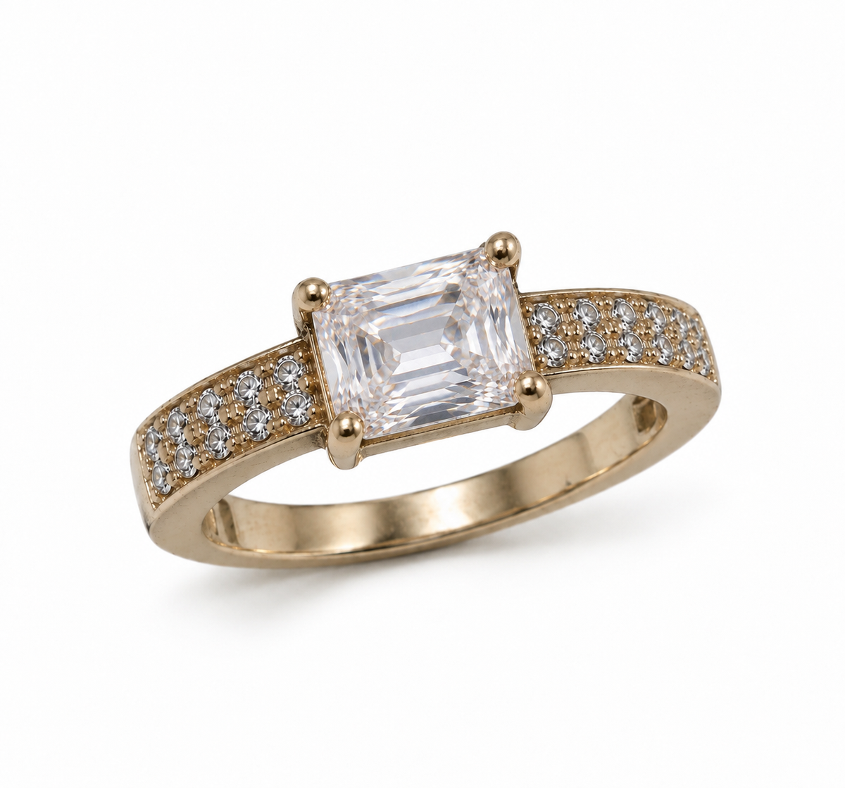 Classic Pavé Emerald-Cut Ring