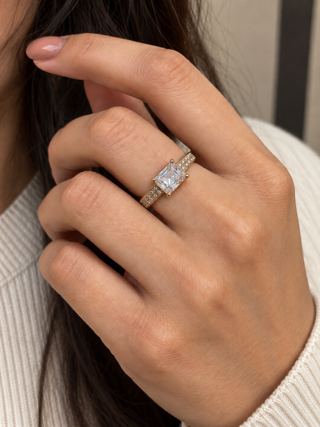 Classic Pavé Emerald-Cut Ring