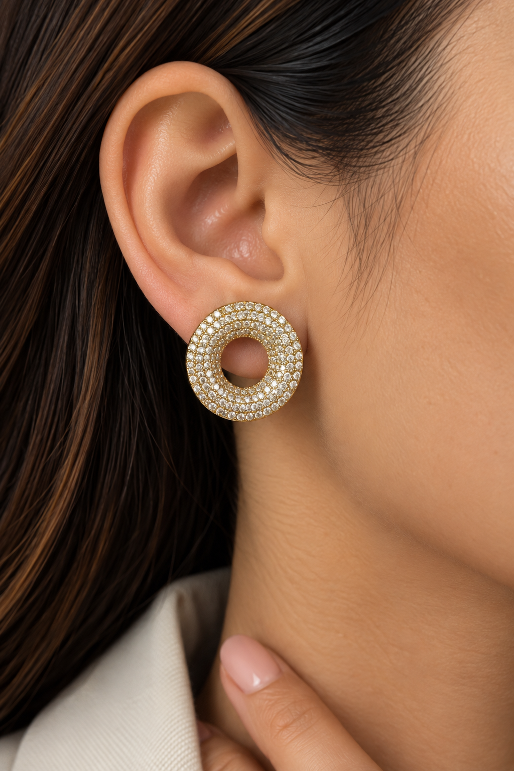 Luminous Pavé Circle Hoop Earrings
