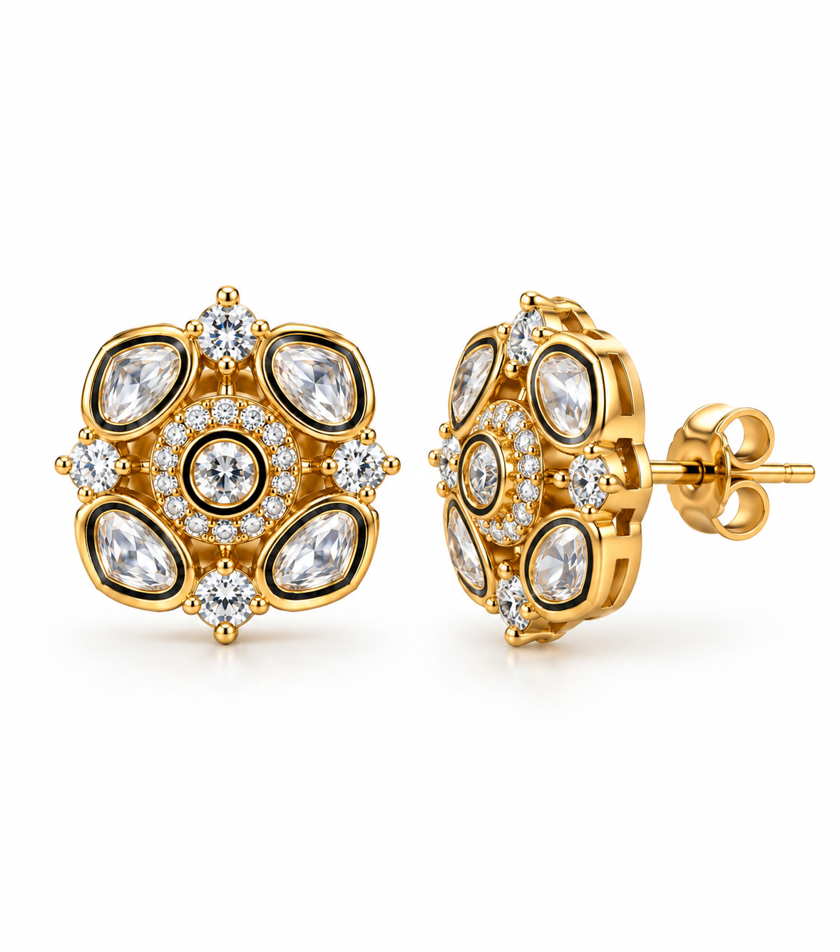 Golden Dome Pavé Stud Earrings