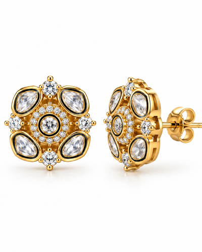 Golden Dome Pavé Stud Earrings