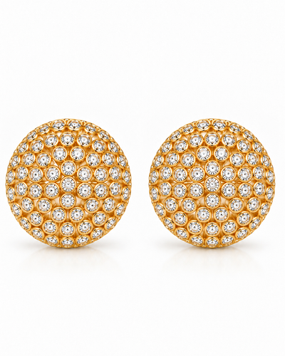 Golden Honeycomb Crystal Dome Earrings