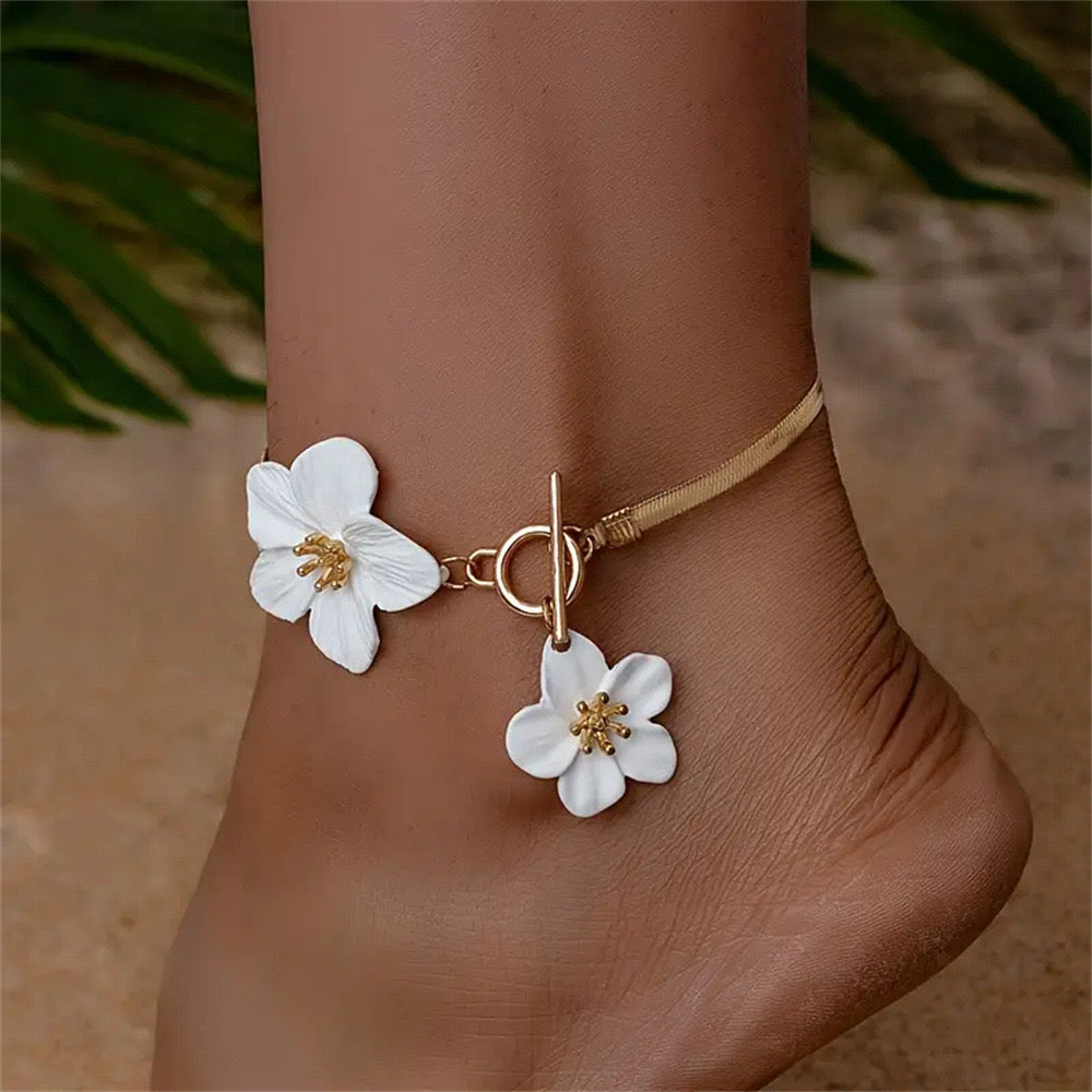flower alloy anklet