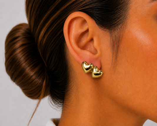 Double Heart Stud