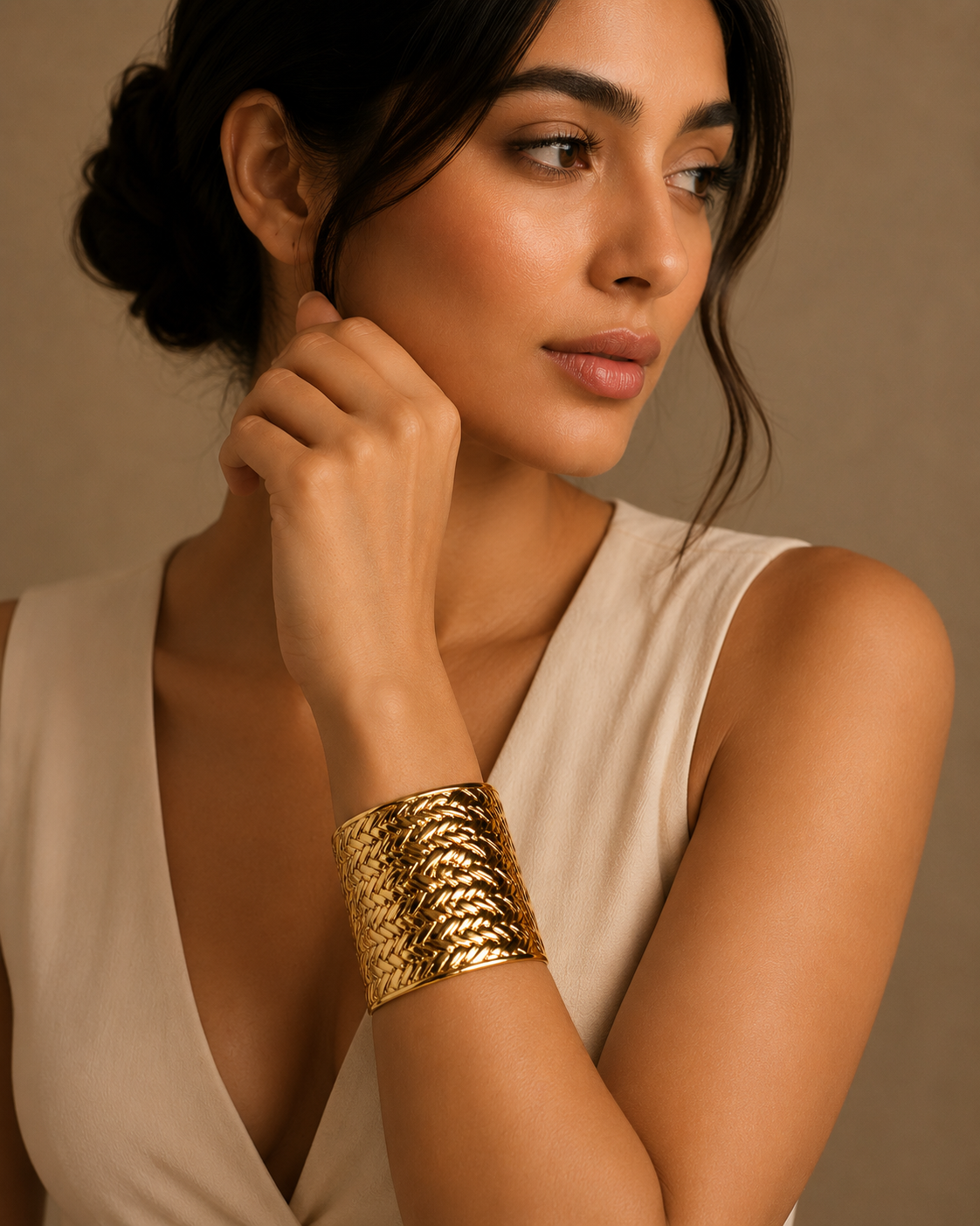 Textured Broad Gold Cuff