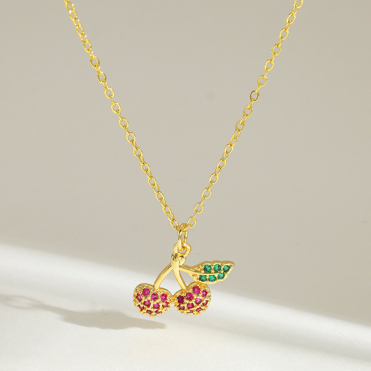 18k Gold Plated Copper Zircon Cherry Set