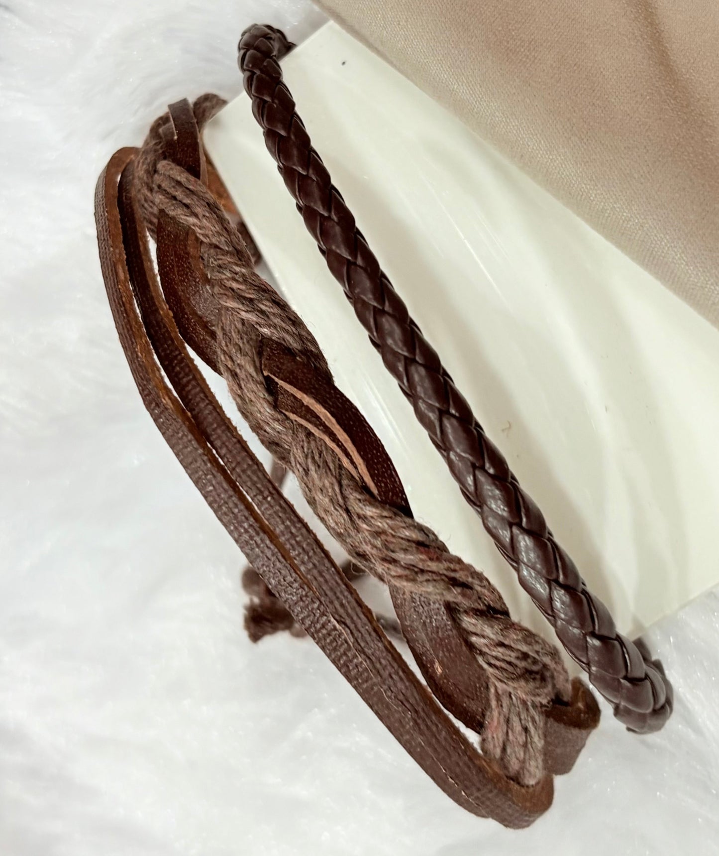 Brown Leather Twining Bands