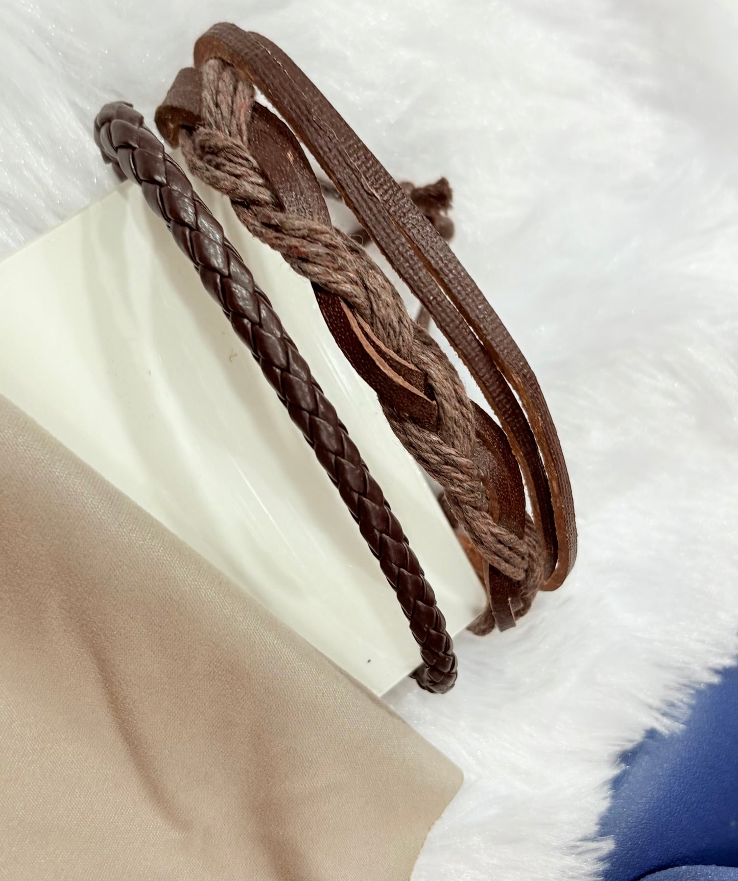 Brown Leather Twining Bands
