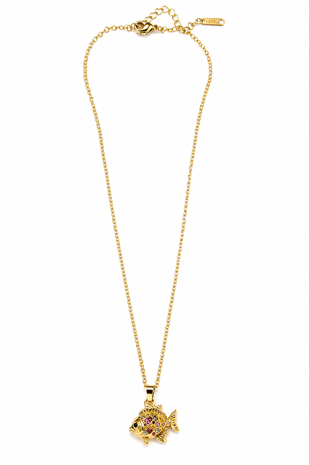 Studded Gold Fish Pendant