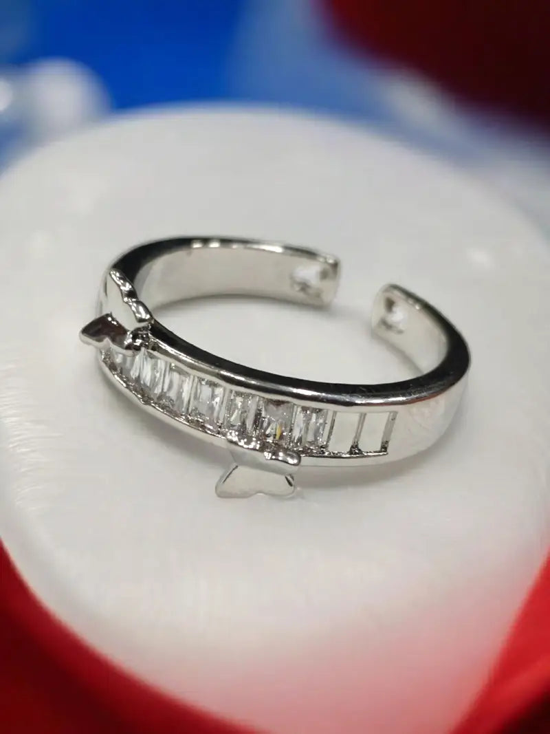 Sterling Studded Butterfly Ring