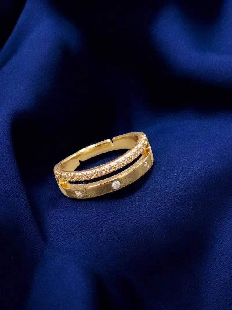 AD Studded Golden Ring