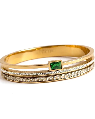 Emerald Luxe Crystal Bangle