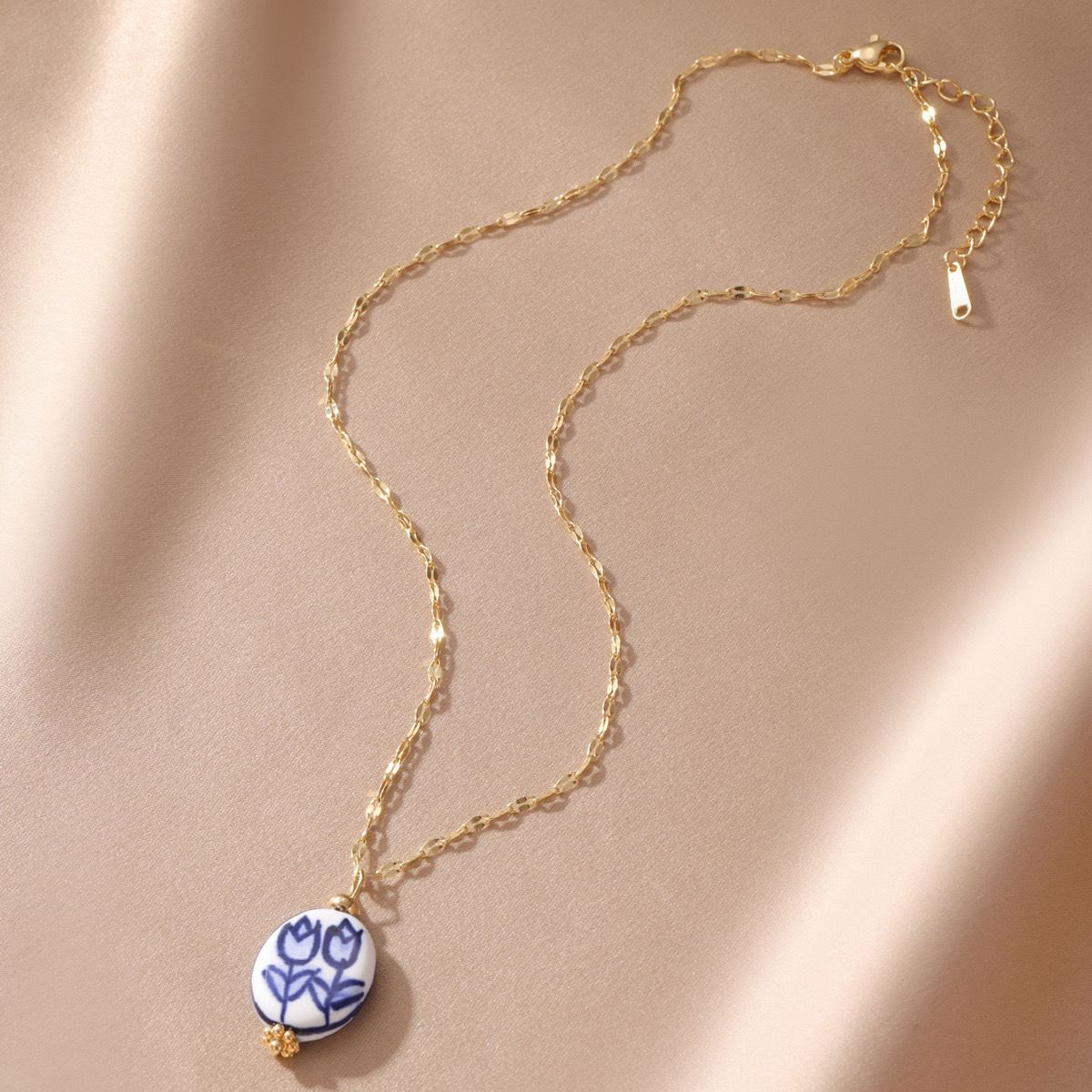 Blue Tulip Ceramic Pendant