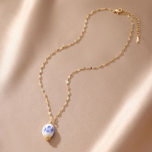 Oval Ceramic Drop Pendant