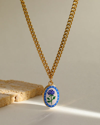 Blue Frame Rose Pendant