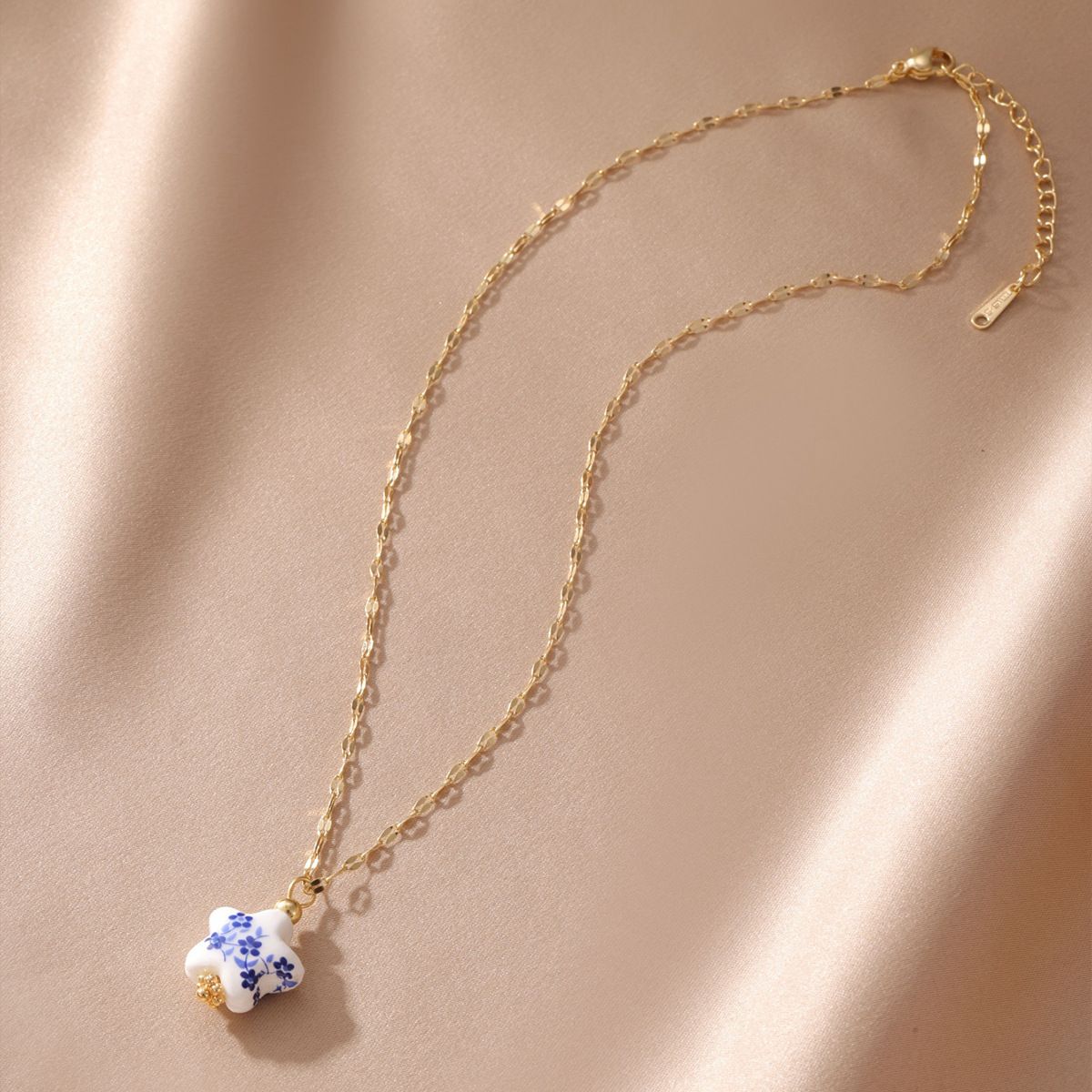 Blue Floral Star Pendant