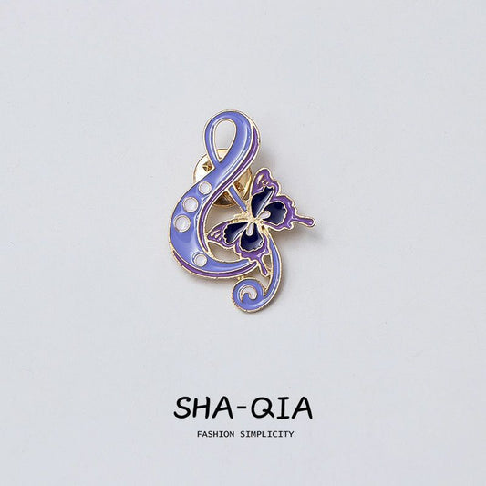 Elegant treble clef with butterfly