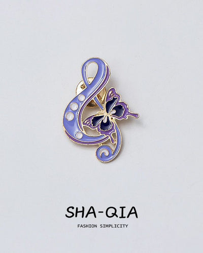 Elegant treble clef with butterfly