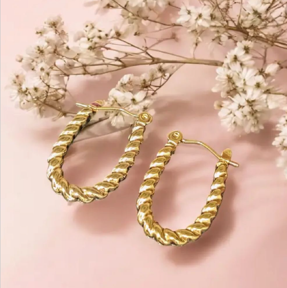 Swirled U-Shaped Hoops Earrings