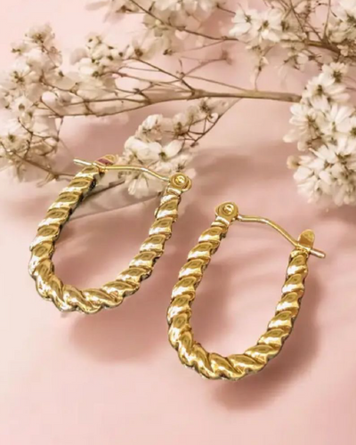 Swirled U-Shaped Hoops Earrings