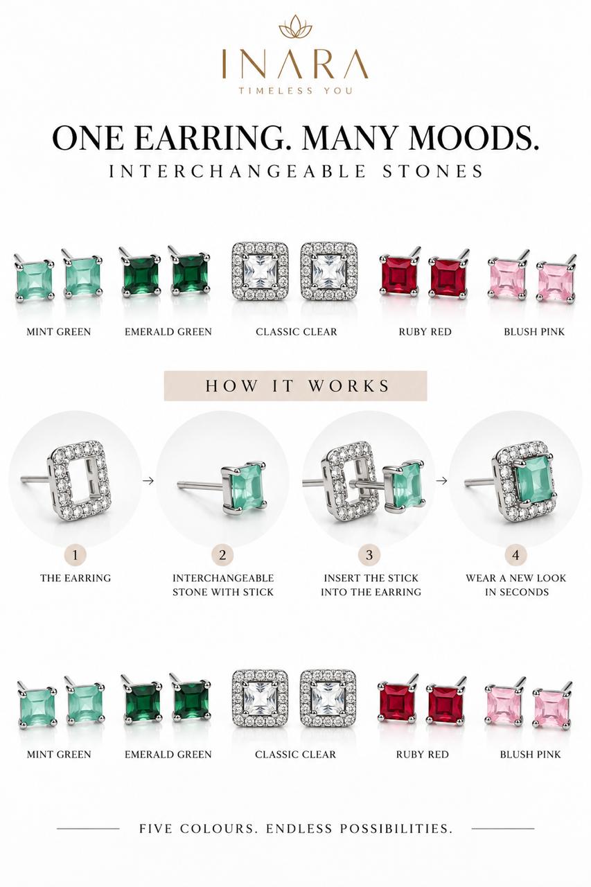 Emerald Interchangeable Signature Earrings