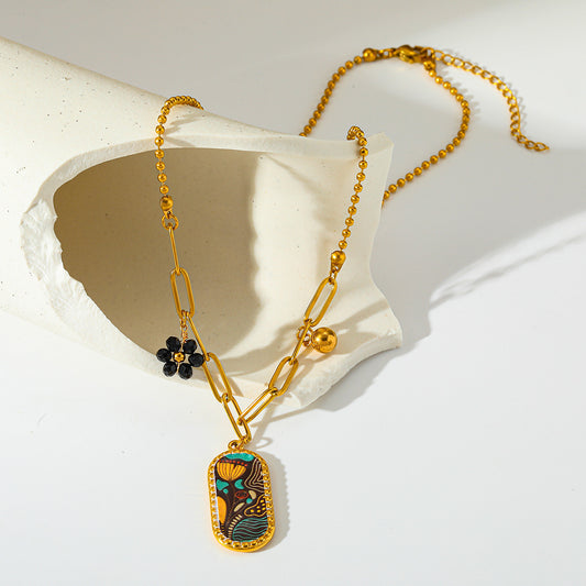 Abstract Pendant Link Necklace