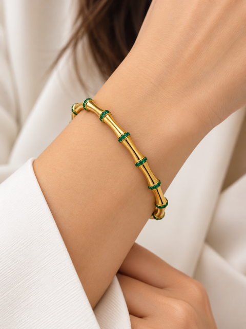 Emerald Bamboo Luxe Bracelet