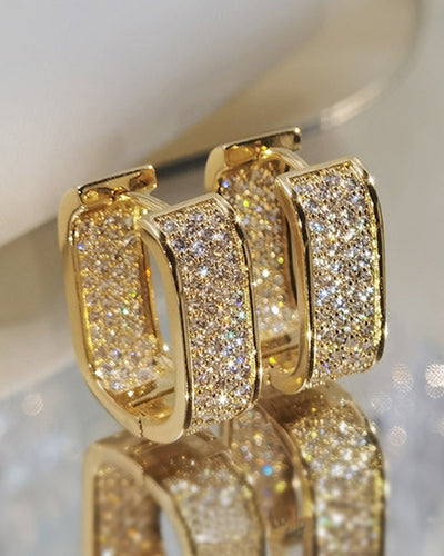 Crystal Gold Hoops