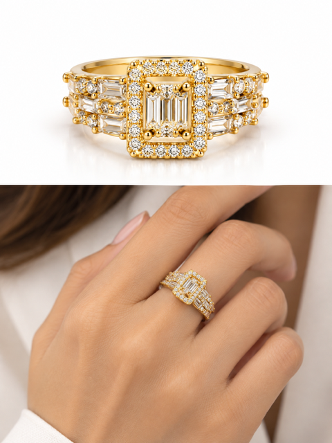 Imperial Baguette Halo Ring