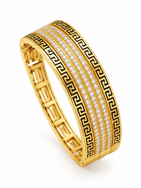 Regal Greek Key Diamond Bangle