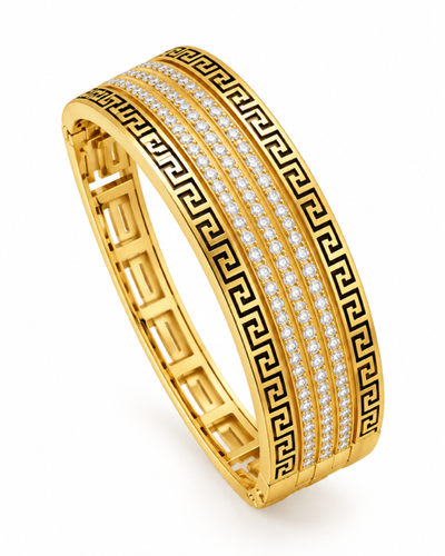 Regal Greek Key Diamond Bangle