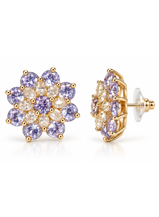Lavender Bloom Crystal Earrings