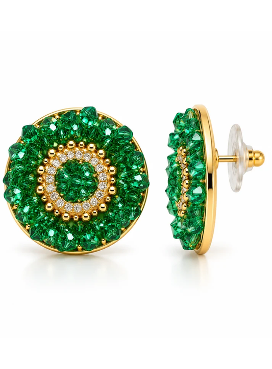 Emerald Aura Medallion Earrings
