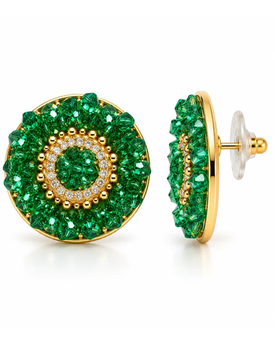 Emerald Aura Medallion Earrings