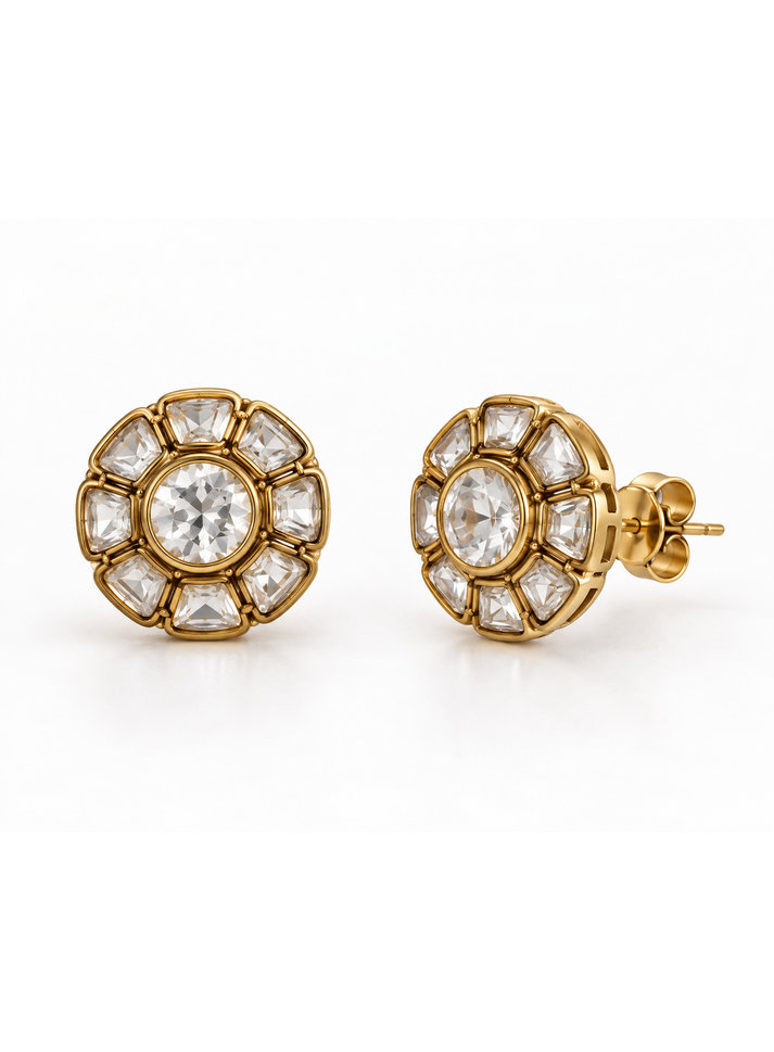 Golden Teardrop Pavé Earrings