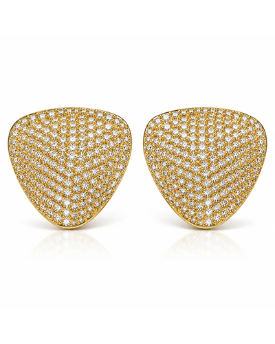 Golden Crystal Shield Stud Earrings